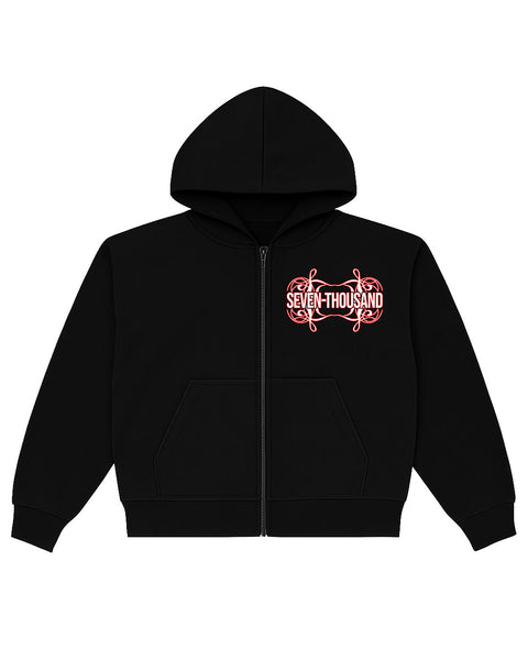 SnowRed Small Logo Fleece Double-Zip Hoodie – SEVENTHOUSAND
